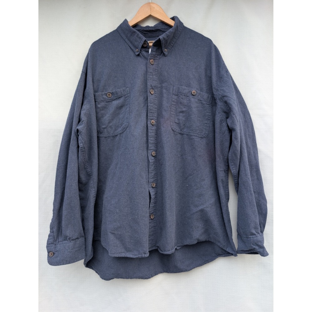 Duluth Trading Co Button Down Shirt Mens 3XL Slate‎ Blue 100 Cotton Workwear